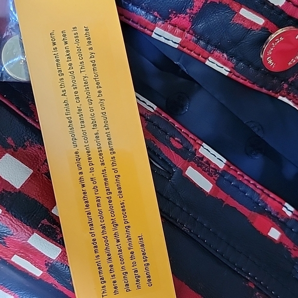 Tory Burch RARE allover painted plaid NWT Buttery Leather Crop jacket large - Picture 15 of 16